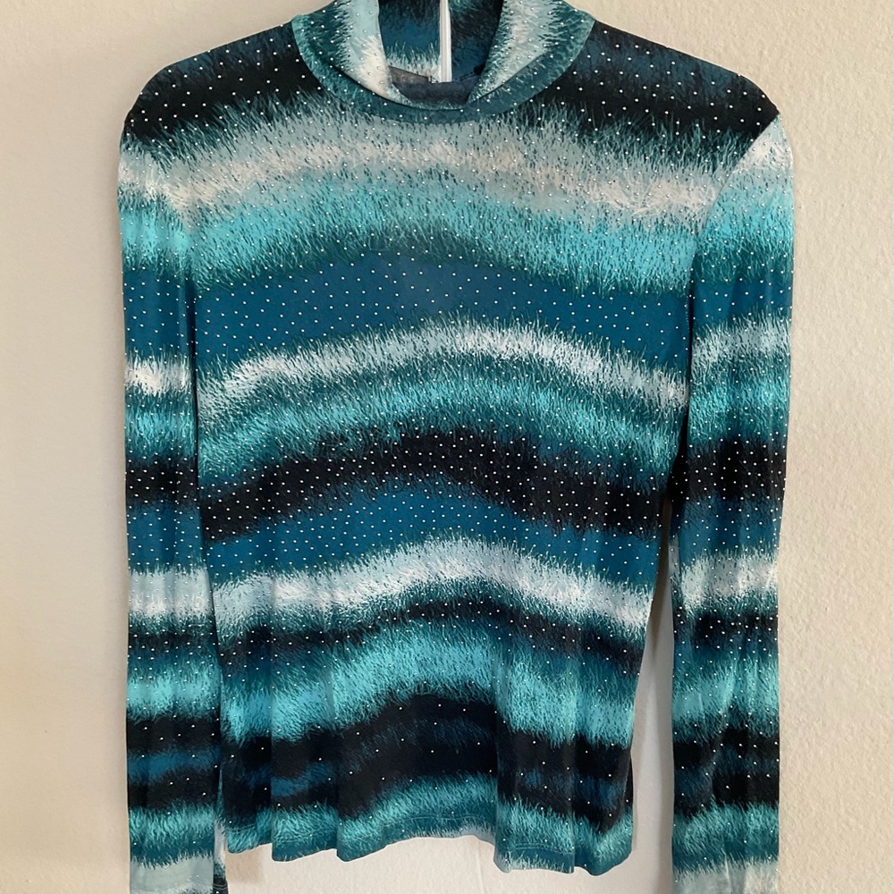 Grayse teal mockneck with silver studs